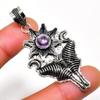 Amethyst Gemstone 925 Silver Plated Handmade Jewelry Pendant 2.08"