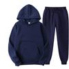 Unisex Autumn Plus Velvet Fleece  Tracksuit Hoodies Casual Solid Color Thick Pullover and Long Pant 2-piece Set Men Women Jogger Sports Suit