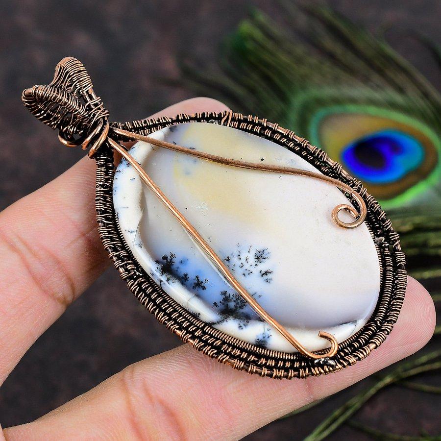 Подвеска из медной проволоки с натуральным дендритовым опалом ручной работы 3,23 l6C31