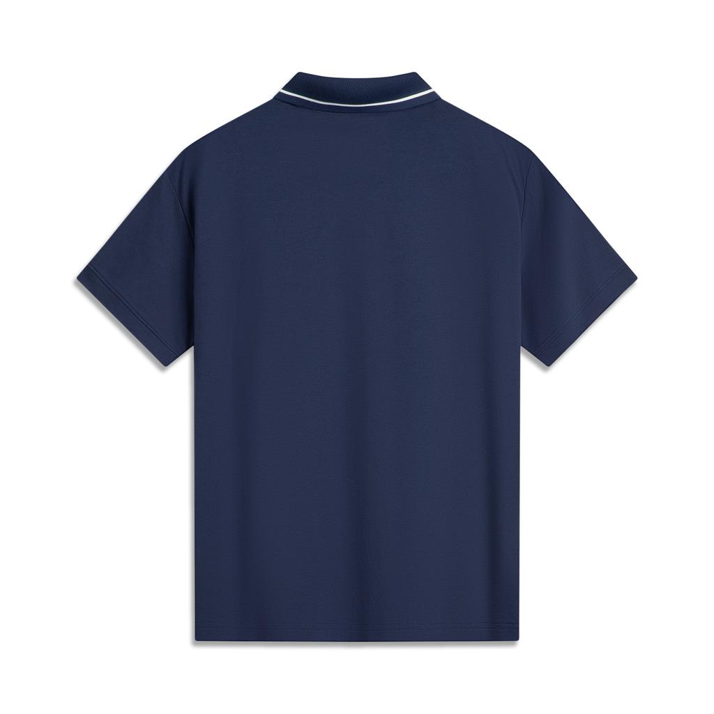 Li Ning Повседневная Удобная Универсальная Футболка-поло с коротким рукавом Мужские топы Темно-синий APLV063-8