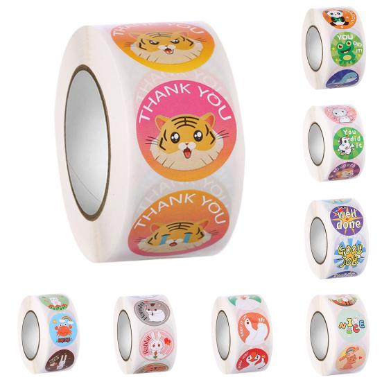 1 Roll Stickers Waterproof Without Residue Exquisite Great Stickiness DIY Eye-catching Cute Cartoon Animals Stickers for Students