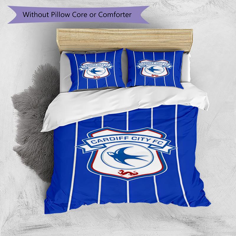 Cardiff Fc Crest Printed Pattern Duvet Cover Set – includes 1 duvet cover and 2 matching pillowcases Bedroom decor Christmas gifts