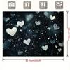 2D Black Silver Glitter Heart Backdrop Valentine's Day Photography Background