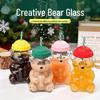 Cartoon Bear Glass Cup with Straw | Creative Teddy Bear Design