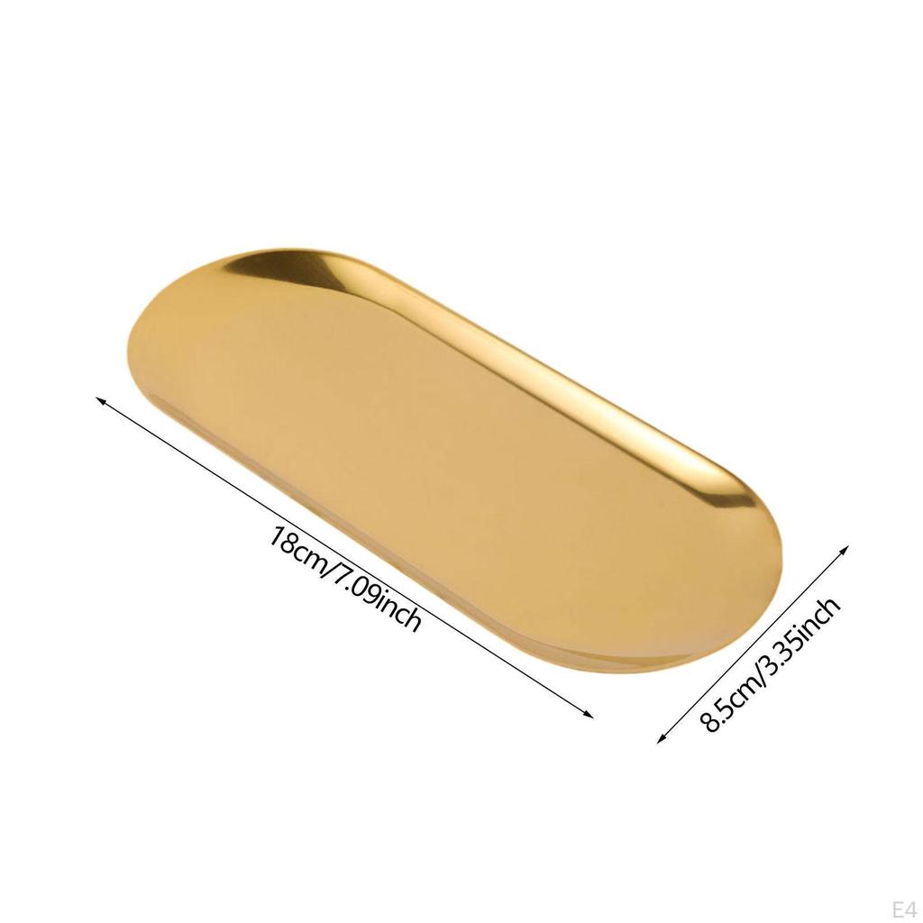 Decorative Vanity Tray Stainless Steel Oval Towel Napkin Bathroom Dish for Tea Small Item