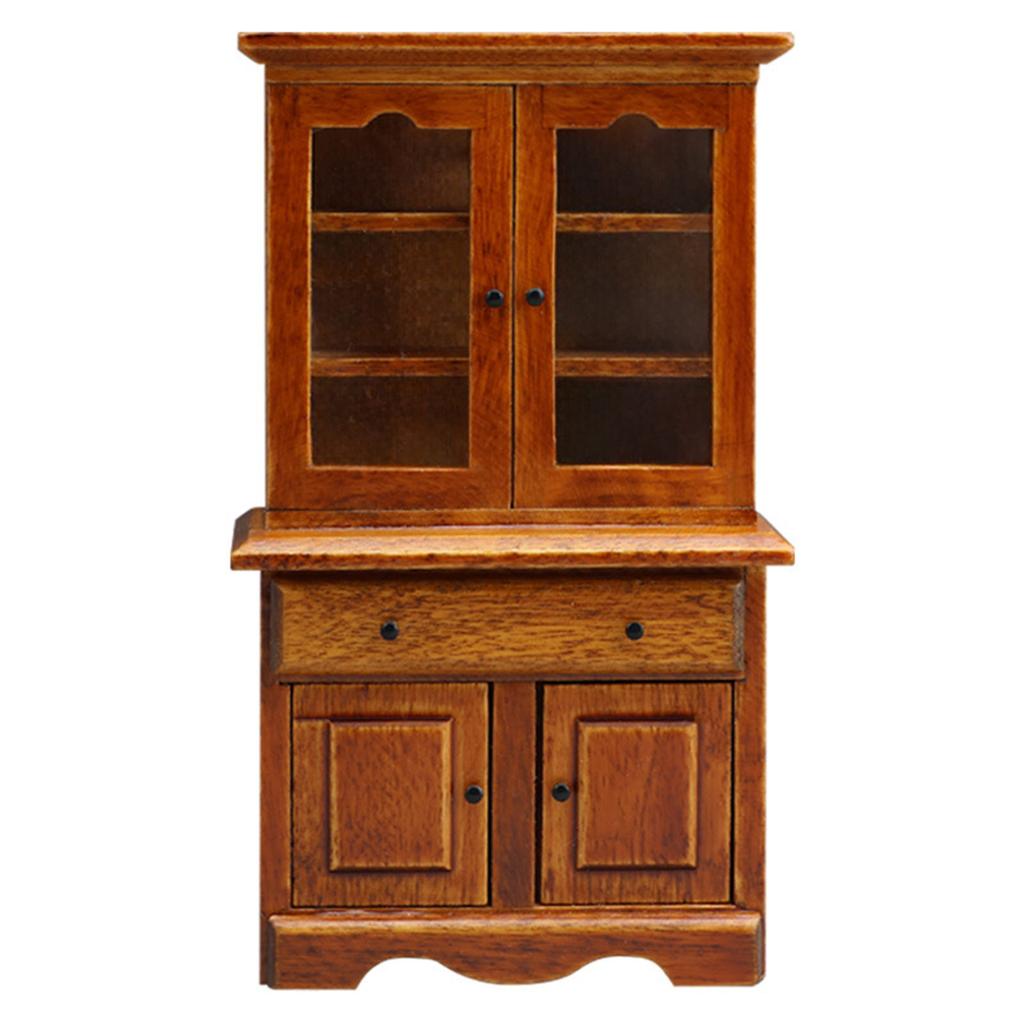 Миниатюрный кукольный домик в масштабе 1/12, винтажный декоративный шкаф для хранения, вертикальный книжный шкаф для демонстрации и украшения дома