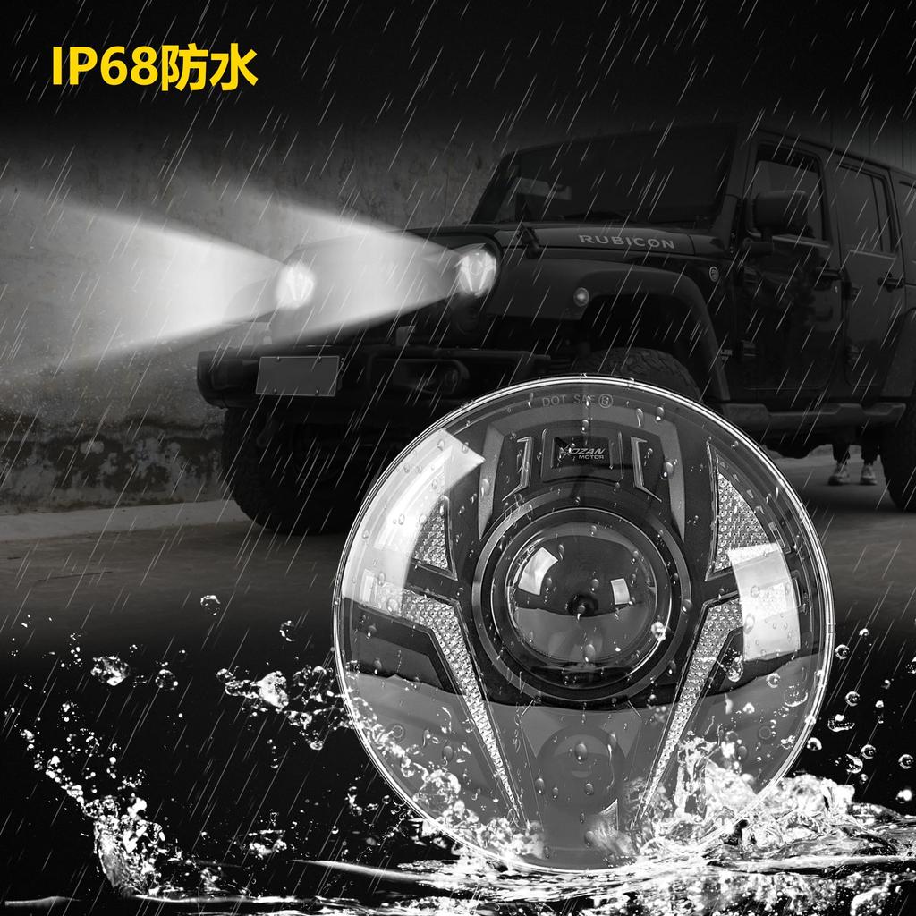 Motikvans Светодиодные фары Wrangler с поворотниками и для Wrangler Toyota FJ и Hummer Набор для техосмотра 2 шт. 7-дюймовые ДХО, Переключение дальнего/ближнего света, JK,