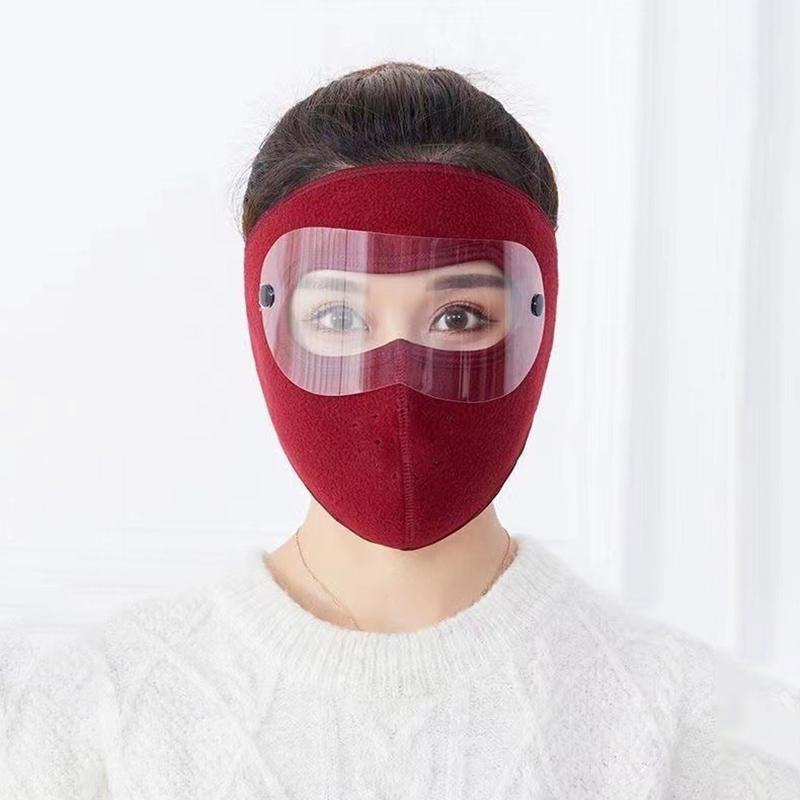 Ветрозащитная теплая маска для лица Зимняя шапка Лыжные дышащие маски Флисовые защитные шапки с очками HD Противотуманная велосипедная шапка Балаклава