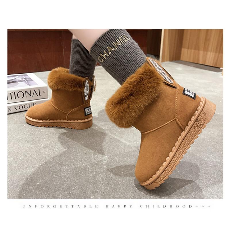 Детские зимние сапоги, короткие бархатные сапоги принцессы для девочек, теплая детская хлопковая обувь для девочек, обувь для мальчиков