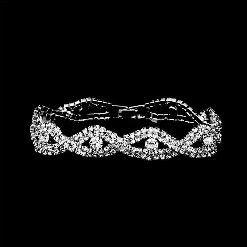 «Свадебный комплект из ожерелья и серег в европейском и американском стиле с полыми бриллиантами»