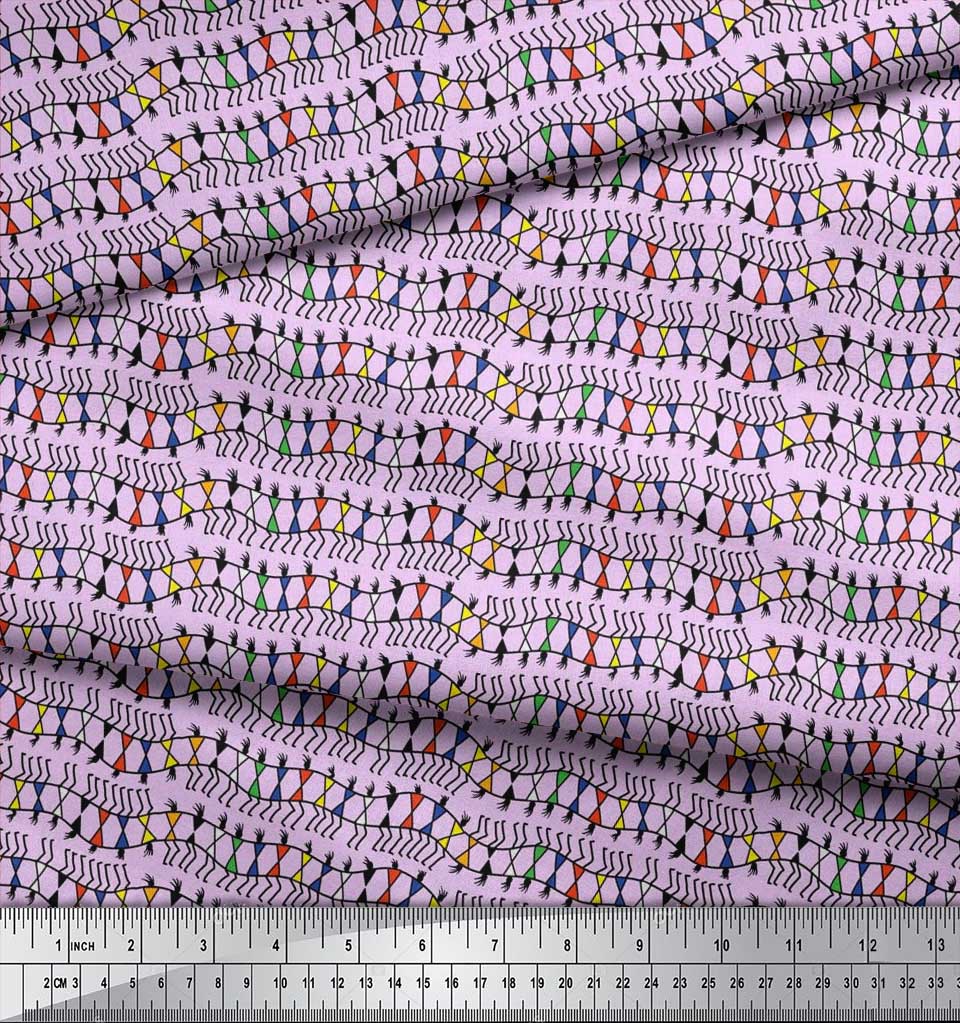 Soimoi Японская креп-сатиновая ткань Warli Art Африканская ткань с принтом по метрам 42 дюйма