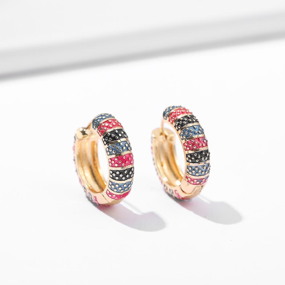 Винтажные Эмалированные Цветы Милые Кольца-Хуги для Женщин Классические Цветные Гравированные Круглые Серьги-Застежки Ретро Brincos