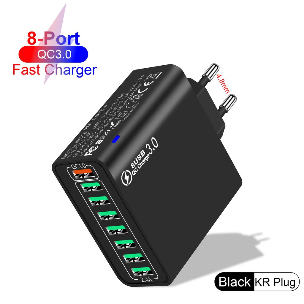 8 в 1 65 Вт USB EU/US/UK/KR Plug зарядное устройство быстрая зарядка телефона зарядное устройство сетевой адаптер для iPhone Samsung Xiaomi Multi Port