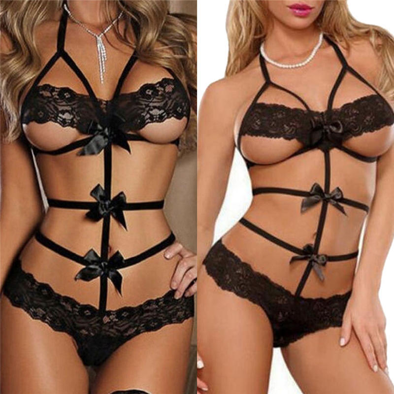 1 Pcs Sexy Bow Cutout Siamese Lingerie