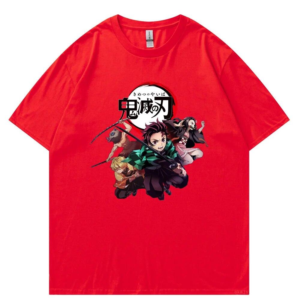Футболка унисекс «Убийца демонов», футболки из 100% хлопка, футболка с аниме-принтом Rengoku Kyoujurou Nezuko Ninja, короткий топ Y2k, топы Harajuku