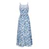 Женское летнее платье макси без рукавов с цветочным принтом на тонких бретельках, пляжное длинное платье в стиле бохо, пляжная одежда для отпуска