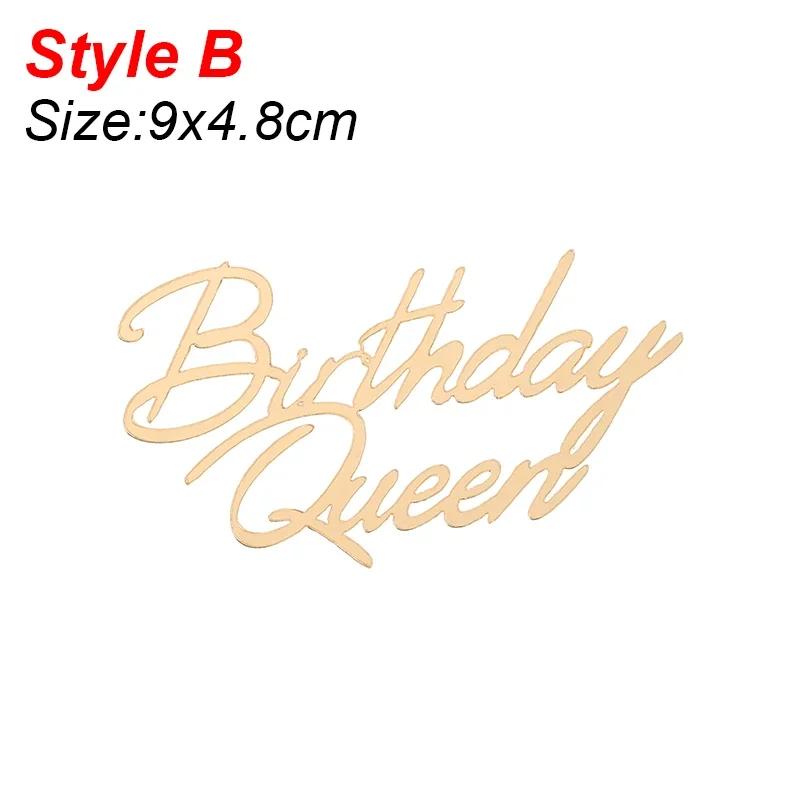 New Acrylic Happy Birthday Queen Princess Cake Topper Gold Silver Cake Topper Decoration for Birthday Party Baby Shower Supplies