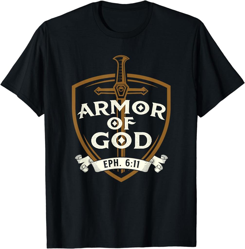 Armor of God Jesus Christ Believer Bible Christian Faith T-Shirt Vintage Classic Fashion Streetwear Men Clothing 100% Cotton