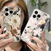 Ретро Цветочный Узор Чехол Для iPhone 17 Pro Max Чехол iPhone 16 15 14 13 Pro Max 11 Прозрачный ТПУ Силиконовый Мягкий Чехол
