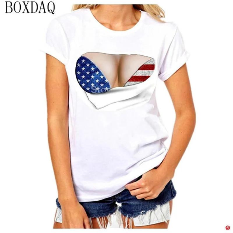 Женские летние крутые футболки, сексуальная перспектива, 3D-сиськи с принтом, женская футболка с короткими рукавами, летние уличные топы с круглым вырезом и узором груди