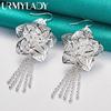 925 Sterling Silver Big Flower Earrings For Women Fashion Jewelry