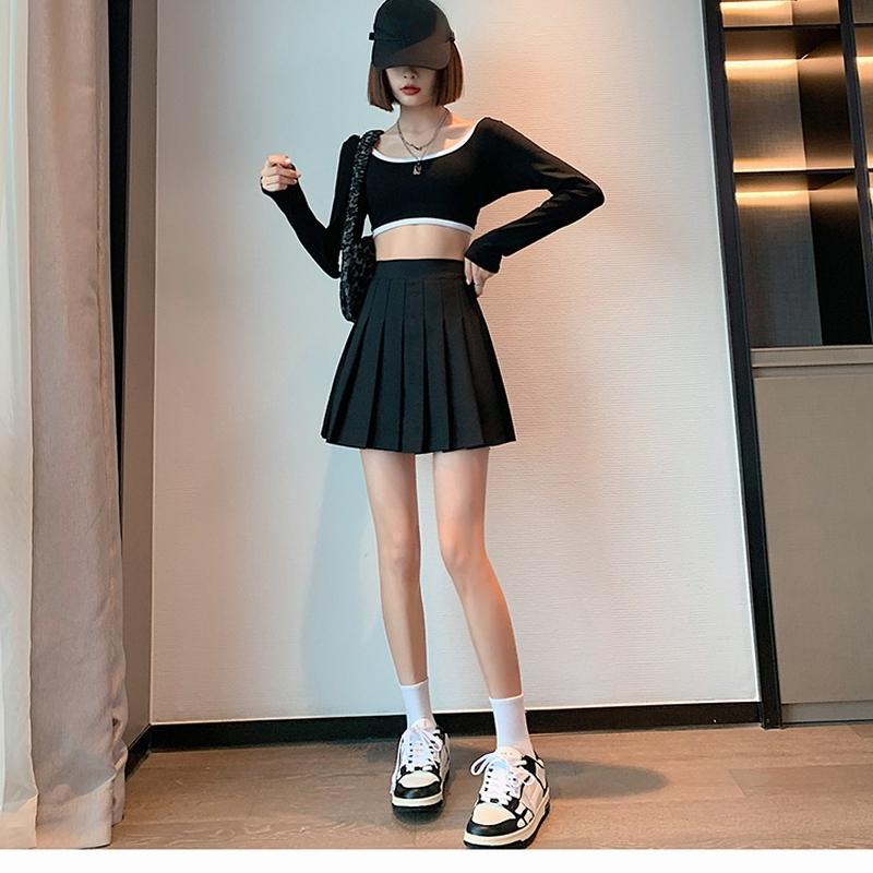 Summer Spring Fashion Femlae Girl's Skirts Zipper Solid A-line Mini Skirts Casual Pleated Skirt Women Skirts