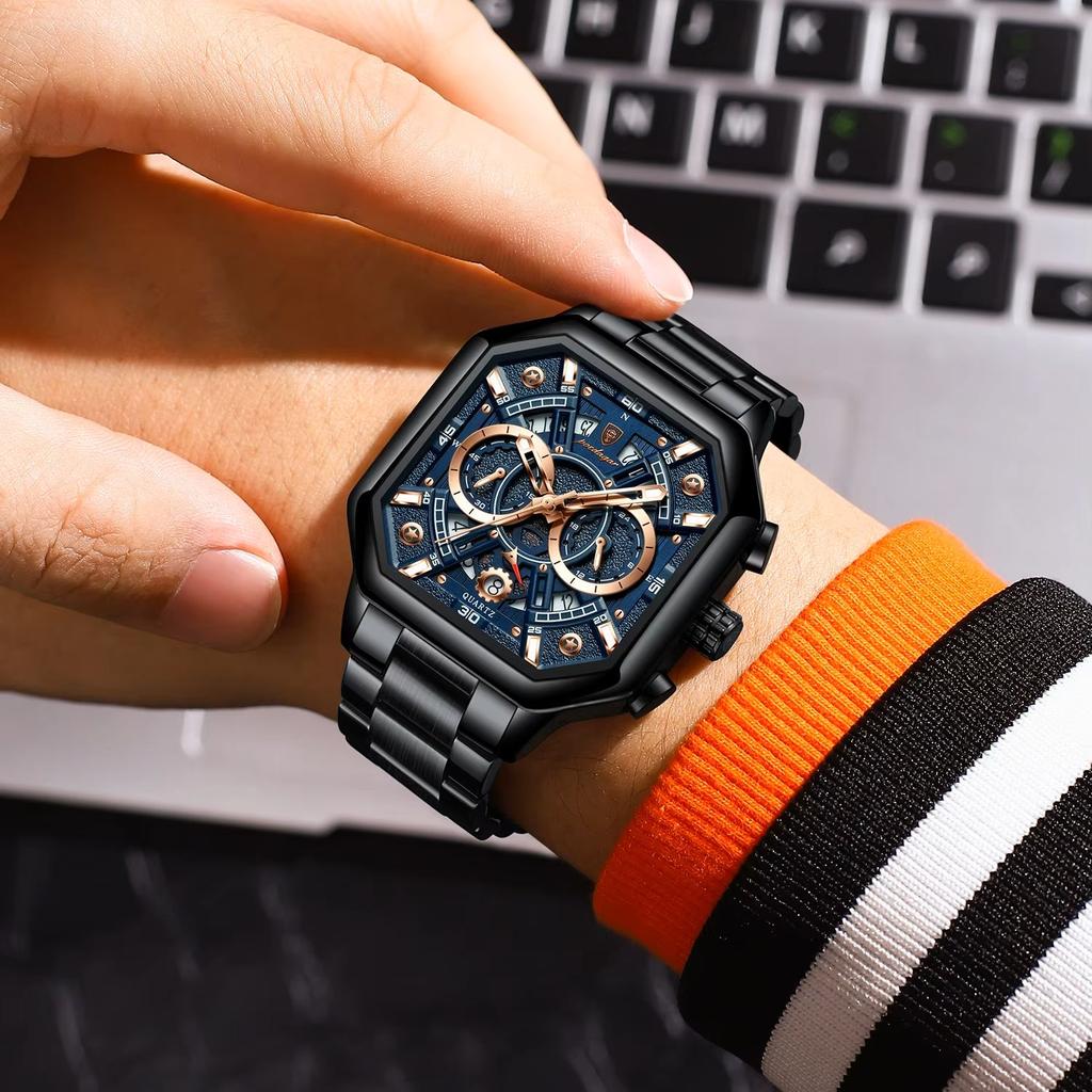 POEDAGAR Роскошные часы для мужчин Дата Нержавеющая сталь Мужские наручные часы Водонепроницаемые светящиеся хронограф военные мужские кварцевые часы