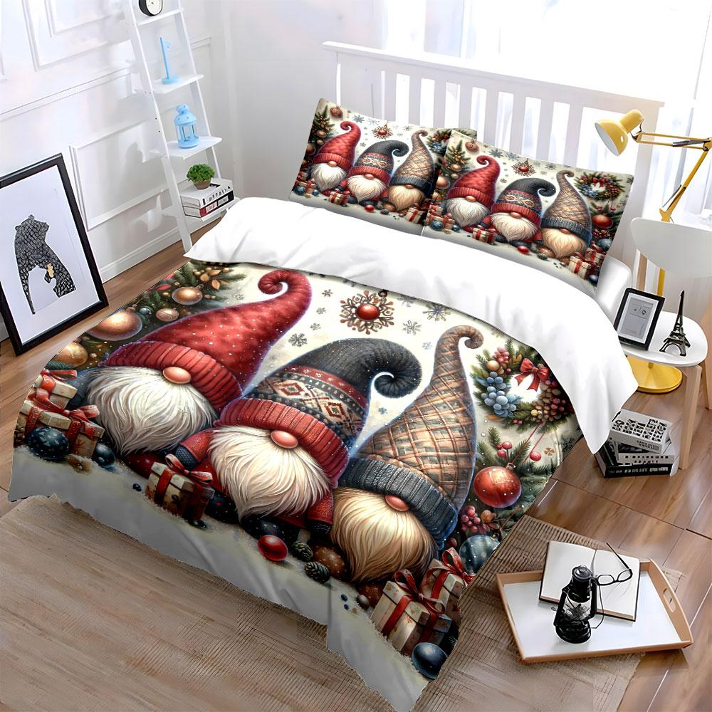 "Christmas Gnome Bedding Set" Bedding Duvet Cover Set Duvet Cover Pillowcases (1 * Duvet Cover 2 * Pillowcases, without duvet insert)