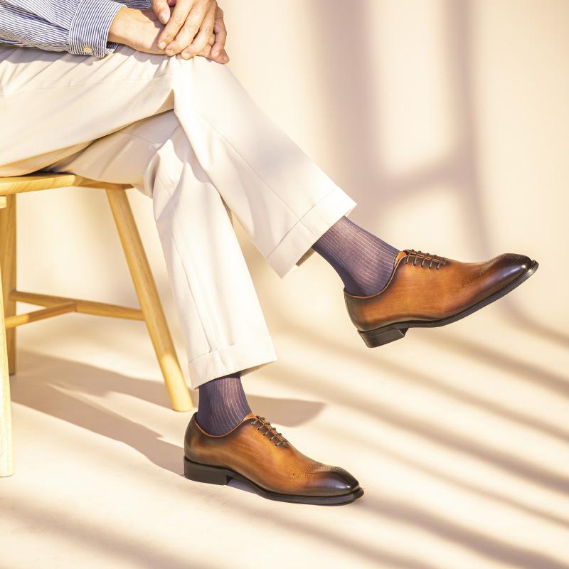 Винтажные итальянские мужские свадебные туфли из натуральной кожи, броги ручной работы, оксфордские туфли с заклепками, черные, коричневые, формальные туфли для мужчин