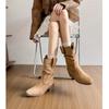 Autumn and Winter New Pleated Short Boots Women's Stacking Boots Retro Small Inner Height Increase Medium Tube Martin Boots