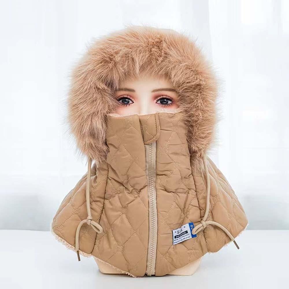 Fleece Lined Unisex Balaclava Thick Plush Winter Face Mask Hooded Scarf Hat Skiing