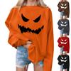 Women's Casual Fashion Halloween Print Long Sleeve O-Neck Sweatshirts Pullover Top