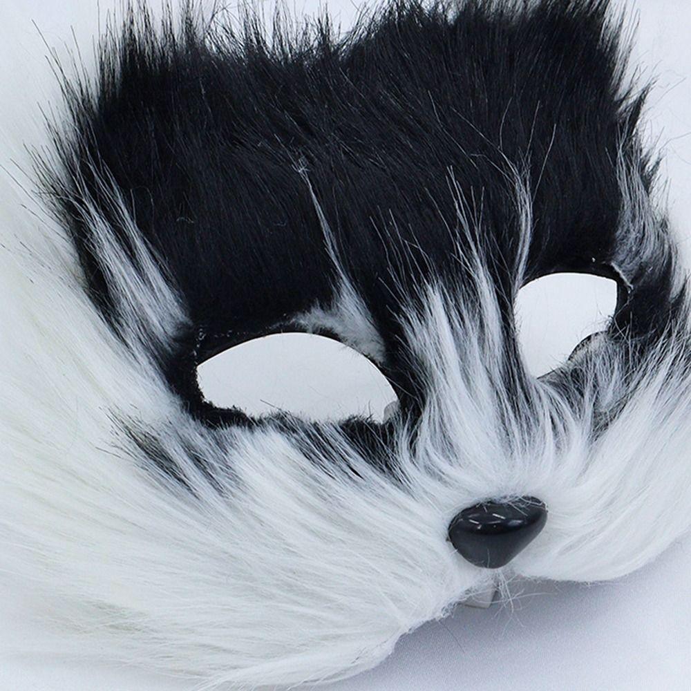 Realistic Half Face Mask Cartoon Masquerade Mask Funny Plush Cat Mask  Carnival Party
