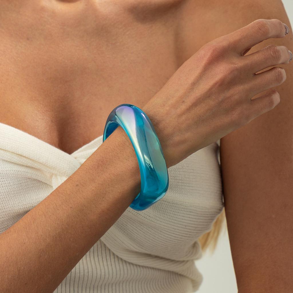 Персонализированный разноцветный перламутровый браслет из смолы с разводами, Модный неправильный геометрический акриловый браслет