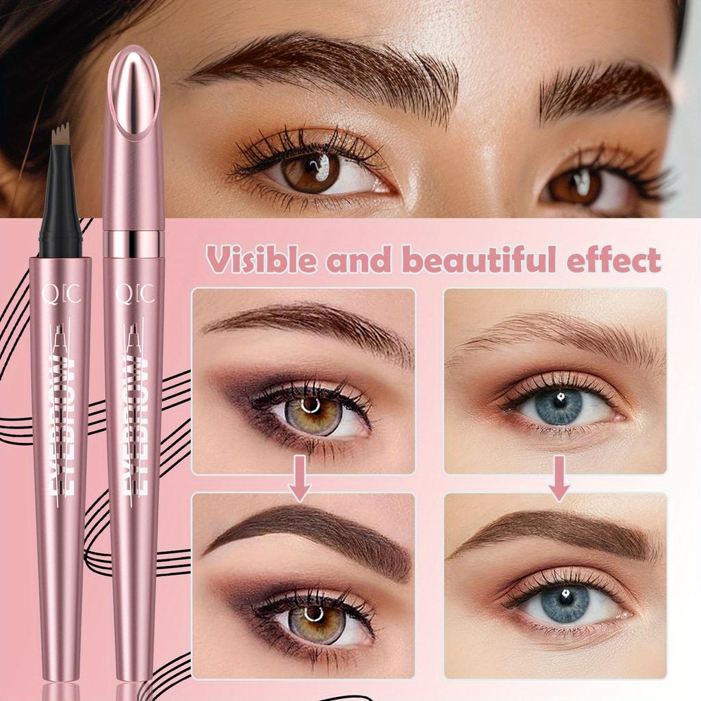 Four Forked Eyebrow Pencil Wild Eyebrow Waterproof Sweatproof Smooth Non Smudge Liquid Eyebrow Pencil Eyebrow Contour Pencil Women's Makeup 4 Colors