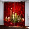 2 красные полузатемняющие шторы с принтом Санты, зимние снежинки, праздничный полиэстер, подходящие для гостиной, кухни, спальни