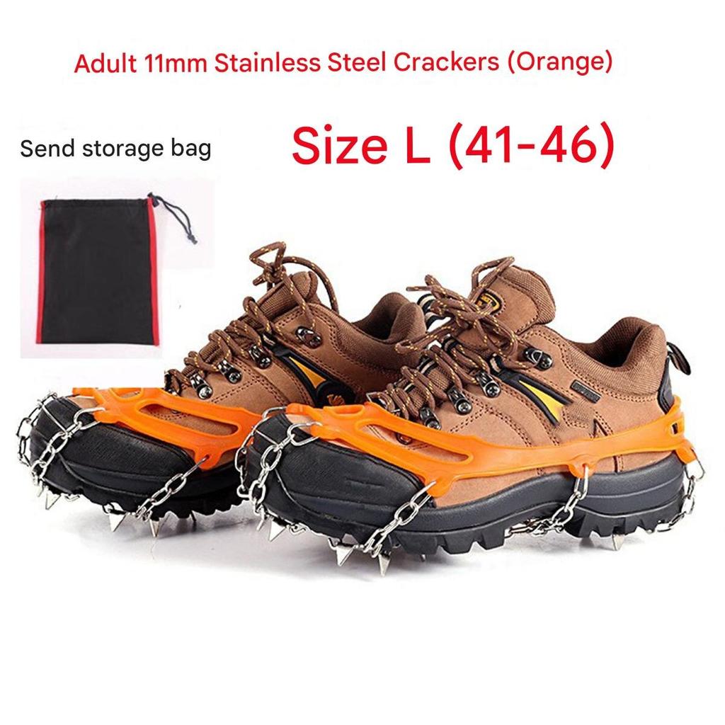 Crawlers, Anti-slip Shoe Covers, Outdoor 11-tooth Stainless Steel Snow Cleats, Professional Equipment for Men and Women, Hiking