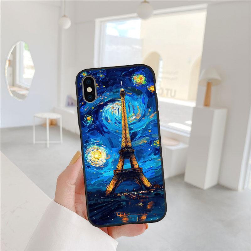 BF87 Париж Эйфелева башня Мягкий чехол для телефона iPhone 16 15 14 13 12 Pro Max Plus Mini