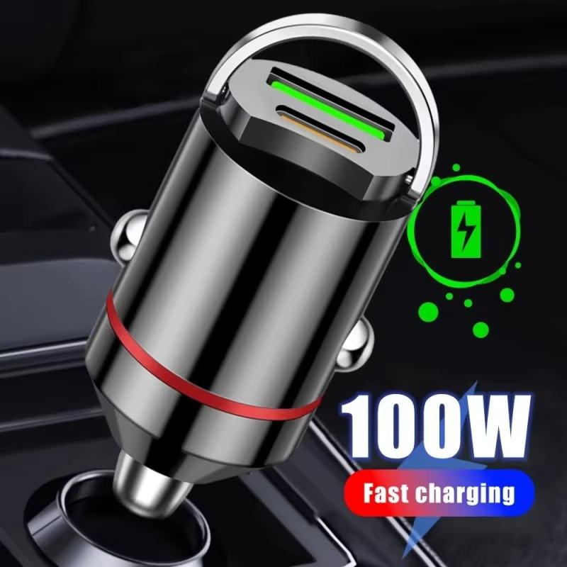 100 Вт QC 3.0 PD Мини Автомобильное Зарядное Устройство Прикуриватель Быстрая Зарядка Автомобильный USB Type C Зарядник Автомобильный Адаптер Питания Для iPhone Samsung Xiaomi Huawei