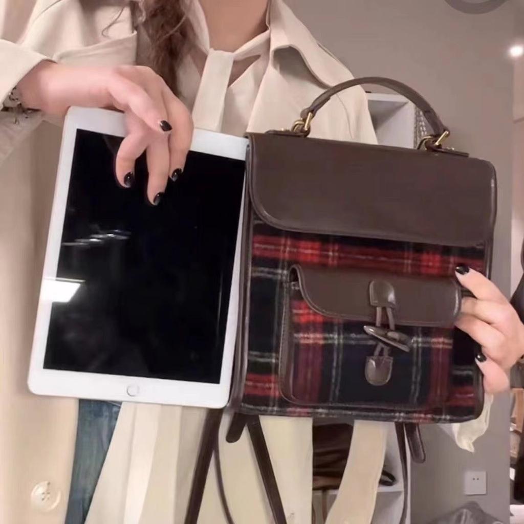 Красный и синий шерстяной ретро-дизайн рюкзака с роговой пряжкой, уникальная нишевая сумка-рюкзак