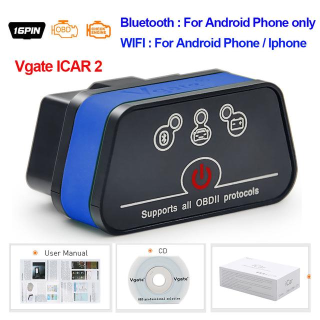 Vgate iCar2 obd2 bluetooth-сканер ELM327 V2.2 obd 2 wifi icar 2 автомобильные инструменты elm 327 для android/PC/IOS считыватель кодов