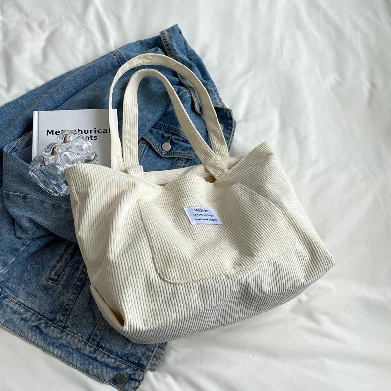 Большая вместительная вельветовая женская сумка через плечо, модная, свежая и простая полосатая бархатная сумка, сумка для студентов в стиле арт-досуг