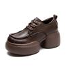 GKTINOO Retro Genuine Leather Thick Sole Pumps 2025 Spring New British Style Women's Round Toe Platform Shoes