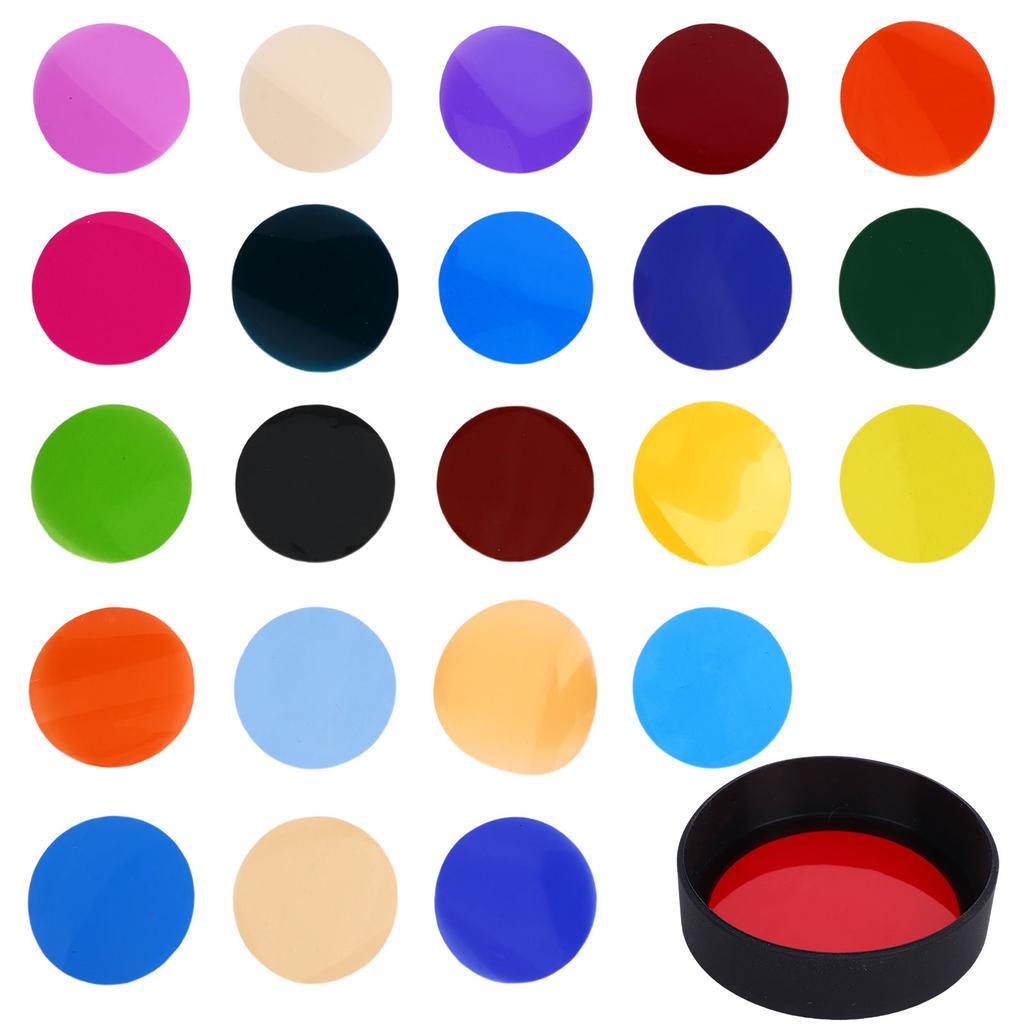 Набор гелевых фильтров 24 цвета Круглые фильтры для вспышки для фотографии видео Светодиодный фонарик Аксессуар