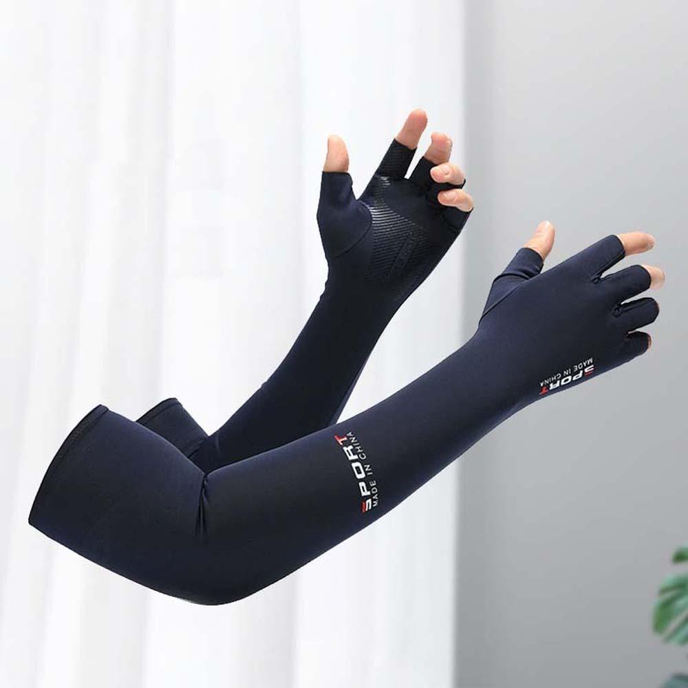 Two Fingers with Exposed Half Finger Ice Sleeves Sun Protection Anti-UV Arm Sleeves For Women