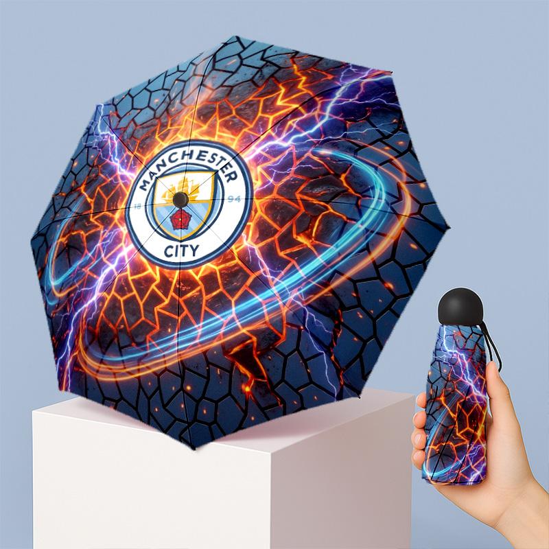 Мини-зонт Manchester City с принтом, 5 сложений, 8 спиц, компактный, ветрозащитный, водонепроницаемый, легкий, портативный, складной