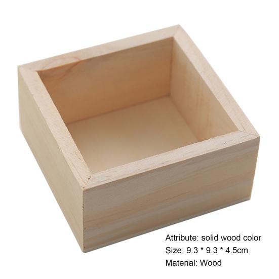 Основная деревянная коробка для хранения, квадратная универсальная мини-шкатулка для ювелирных изделий в деревенском стиле, товары для дома