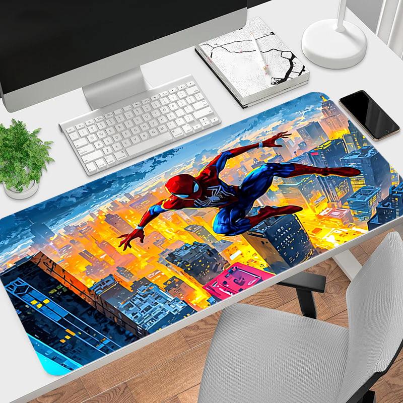 1Pc Spiderman City Flames Gaming Mouse Pad Keyboard Desk Mat Non-slip Rubber Lock Edge Waterproof Computer Mousepad for Office Home Decor Y1614