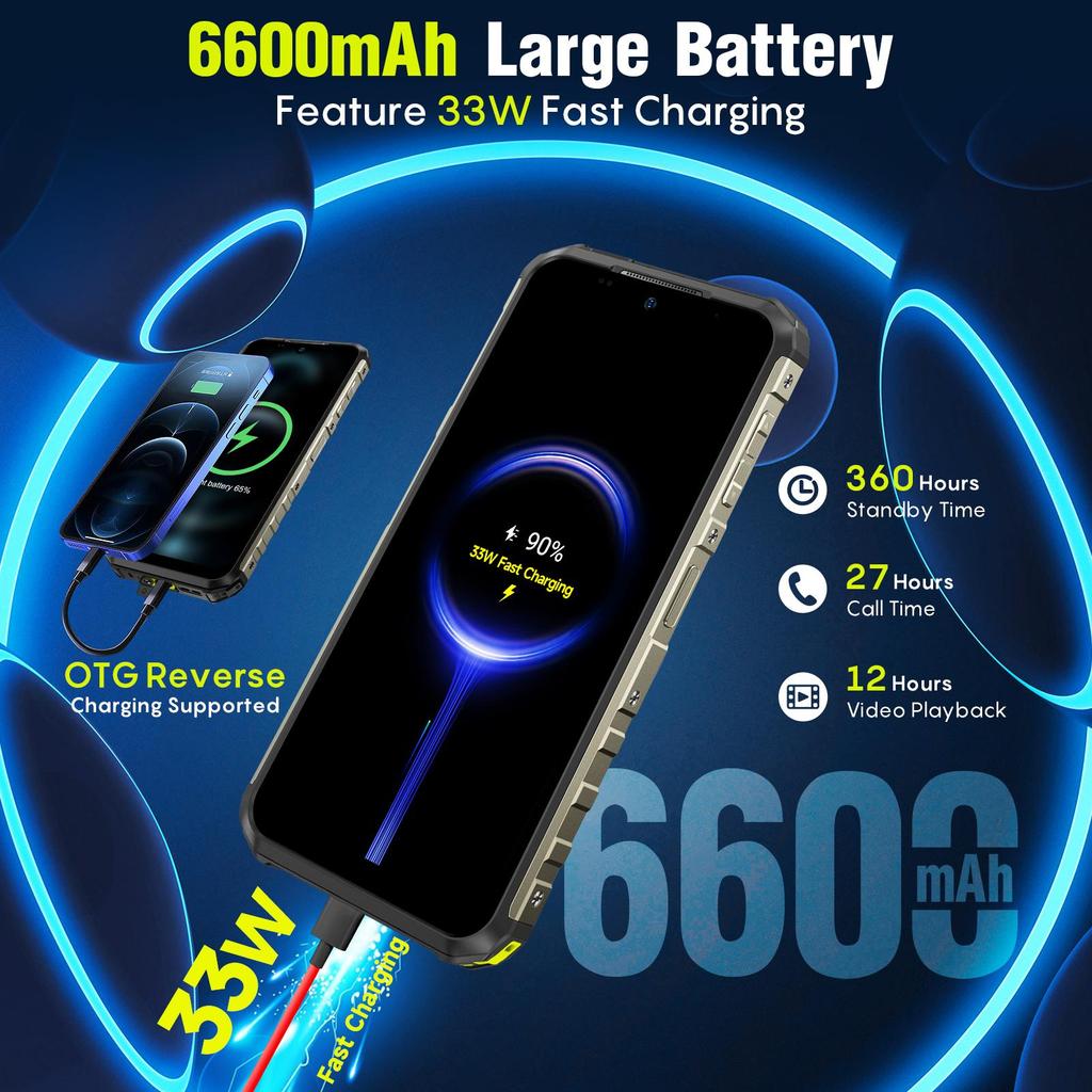 Ulefone Armor 22 Rugged Phone ,16GB (8GB+8GB) RAM ,128GB ROM , Android 13 NFC 64MP 4G Smartphone