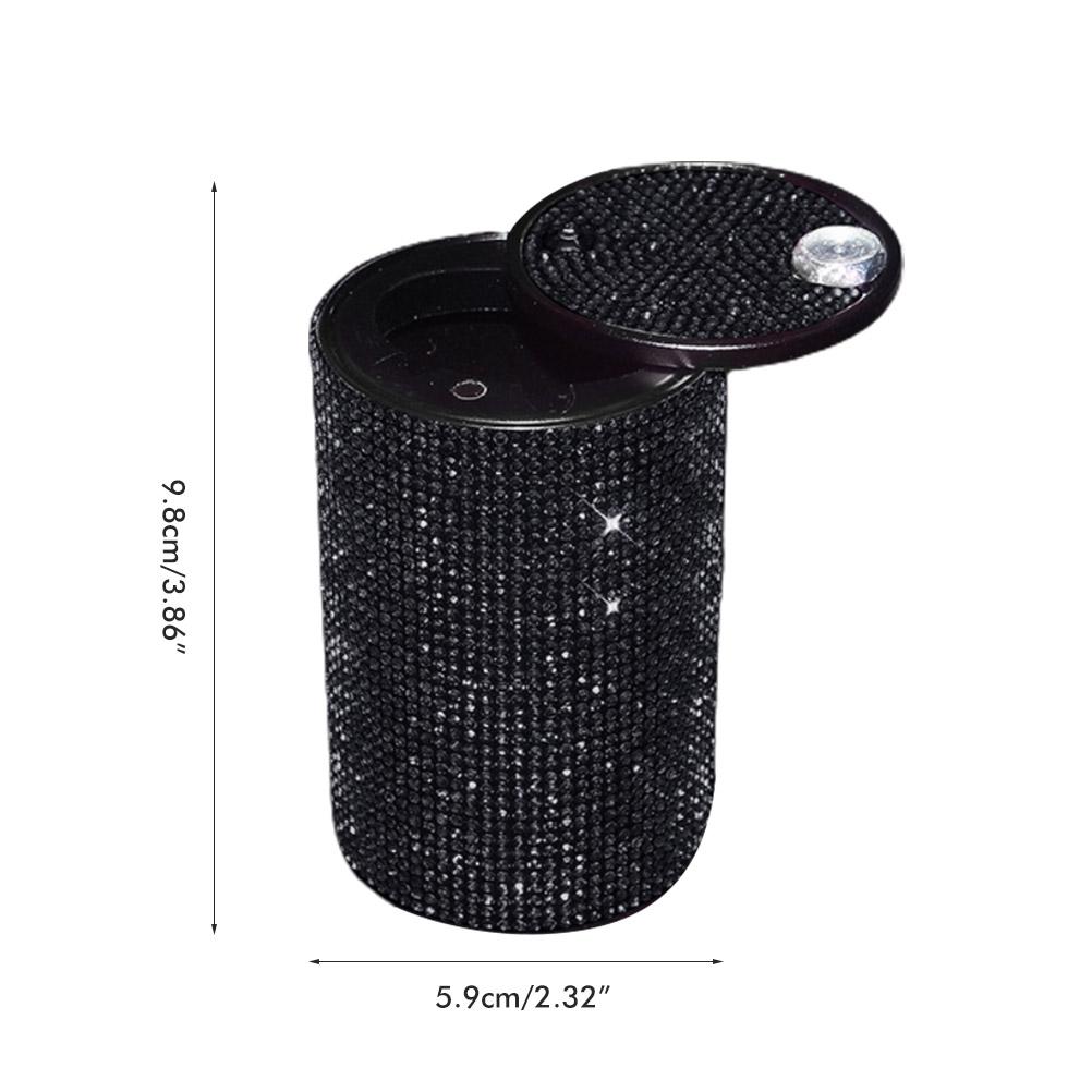 Crystal  Aluminum Smokeless Car Ashtray with Fireproof Stainless Lid for Car Women Home Office